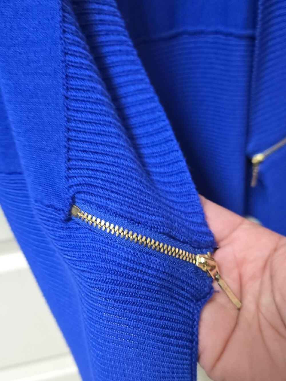Worthington Royal Blue Open-Front Knit Cardigan with Zip Accents - Picture 3 of 5